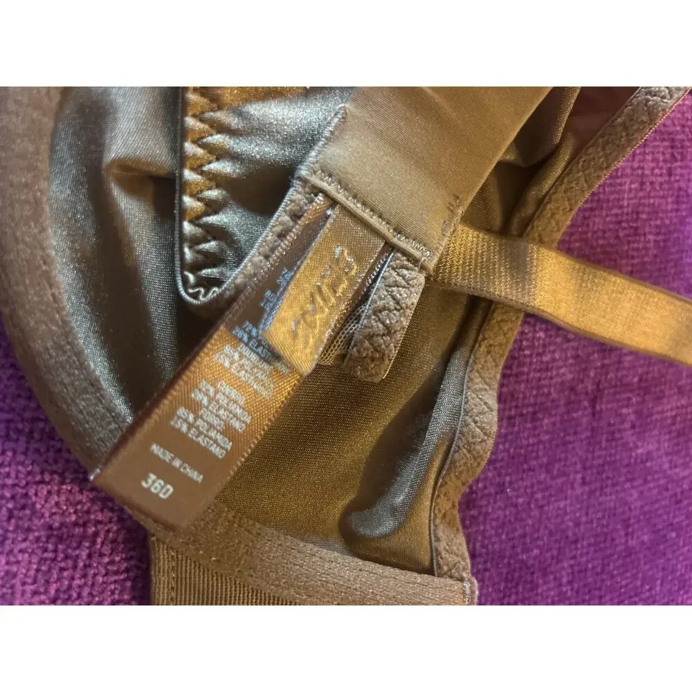SKIMS Stretch Satin Underwire Bra Bronze Size 36D EXCELLENT CONDITION Loungewear